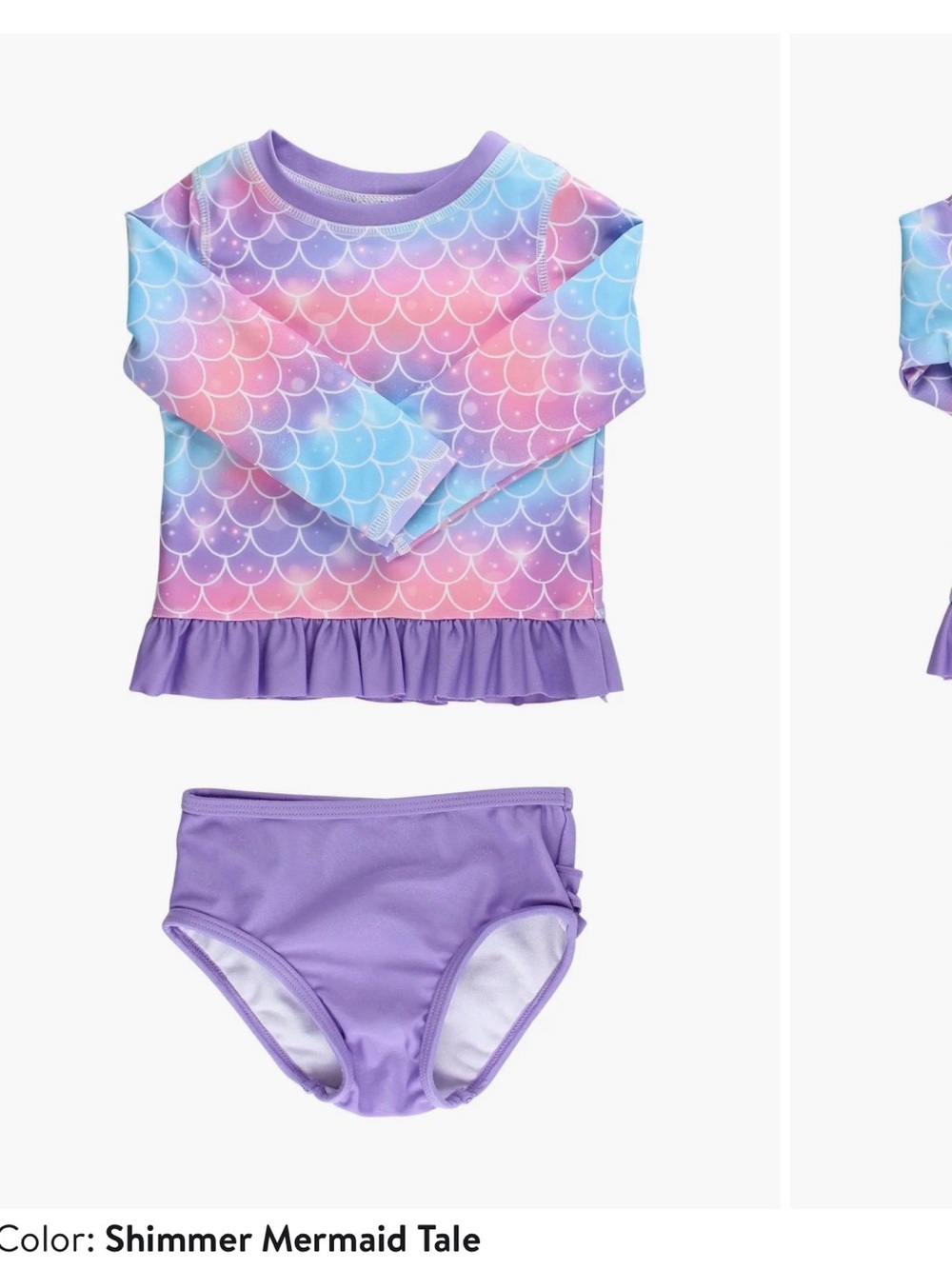 Girls' Purple Mermaid Ruffle Rash Guard Set - Picture 2 of 4